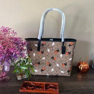 Coach City Tote In Signature Canvas With Halloween Print